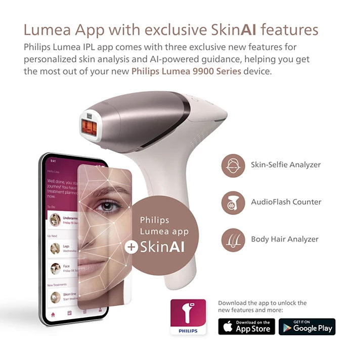 Philips Lumea IPL 9900 Series - IPL hair removal device with SenseIQ for face & body